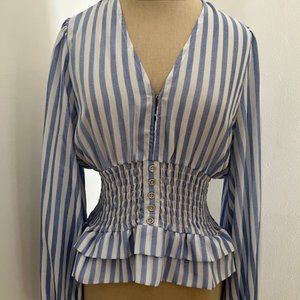 CISTAR Blue and White Striped Blouse
